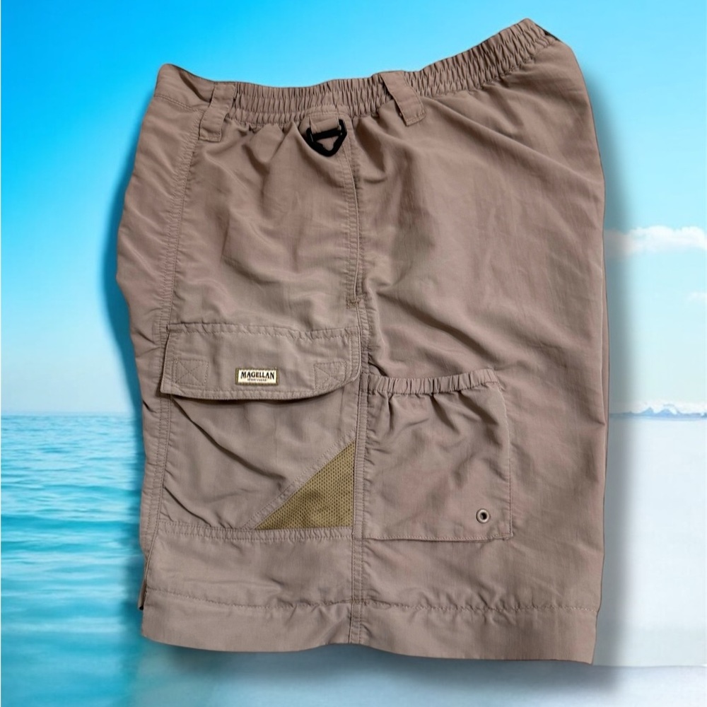 Magellan Men's Tan Cargo Fishing Shorts West Bay II Large